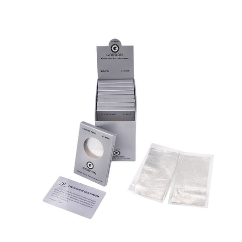 GORDON 24K White Gold Rolling Papers, 1 1/4 Size Organic Rolling Paper, 2 PCS / Pack 12 Packs / Box